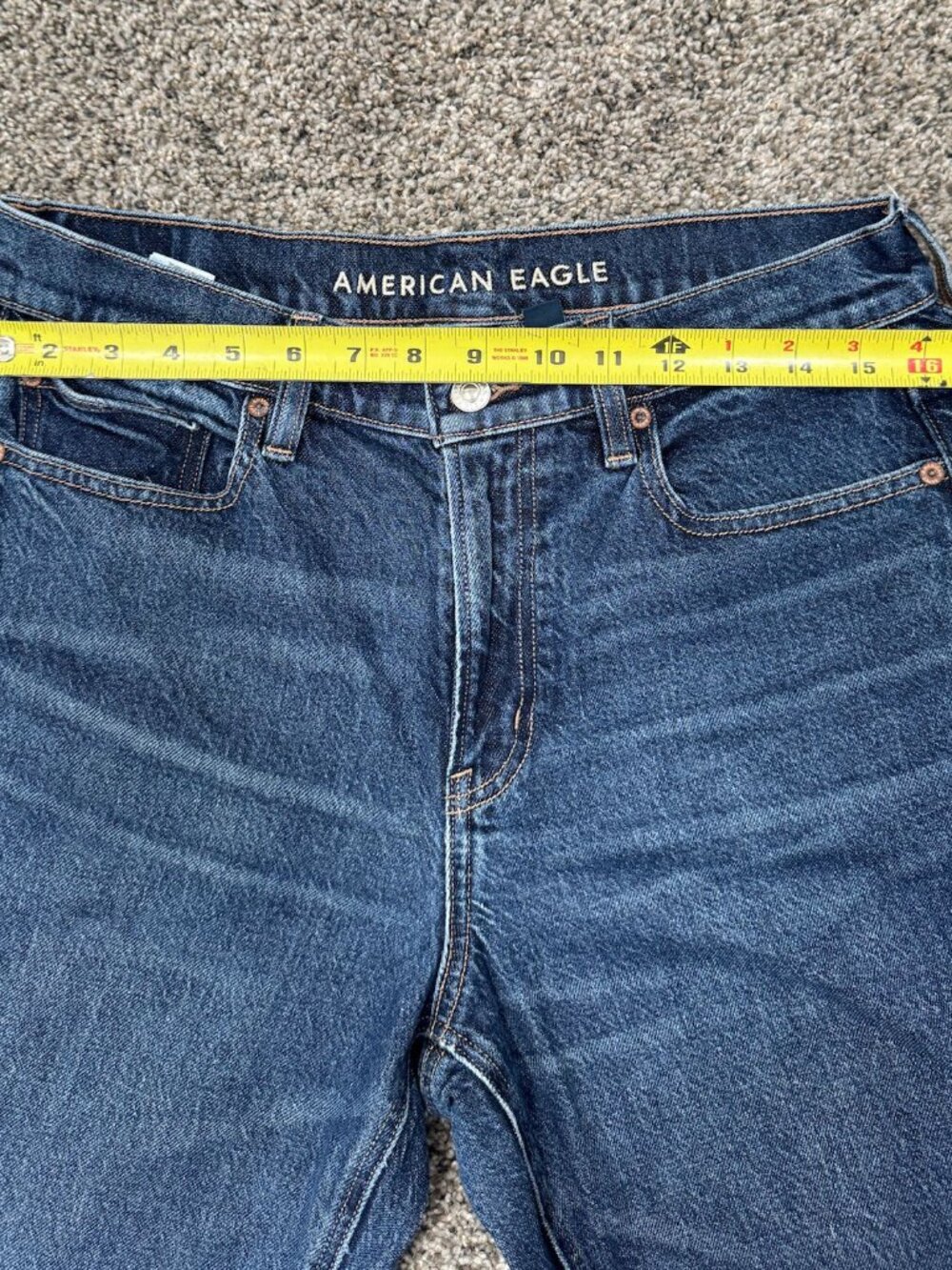 American Eagle Super High Rise Straight Jeans Women’s 8 Long Blue Stretch - Picture 9 of 10